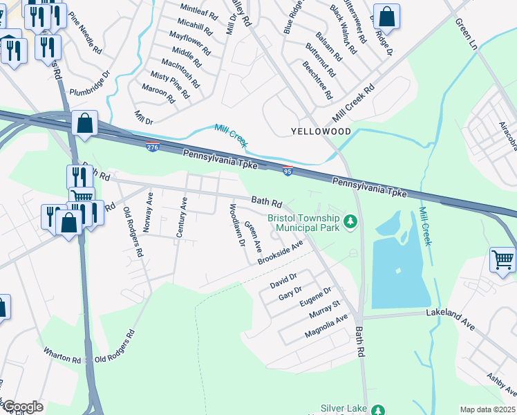 map of restaurants, bars, coffee shops, grocery stores, and more near 2522 Green Avenue in Bristol