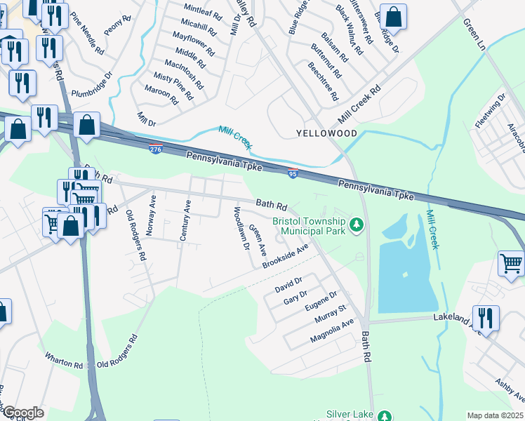 map of restaurants, bars, coffee shops, grocery stores, and more near 2606 Laurel Drive in Bristol