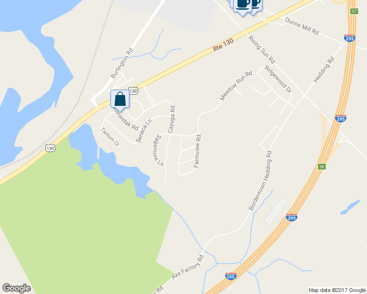map of restaurants, bars, coffee shops, grocery stores, and more near 59 Meadow Run Road in Fieldsboro