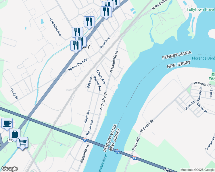 map of restaurants, bars, coffee shops, grocery stores, and more near 7112 North Radcliffe Street in Bristol