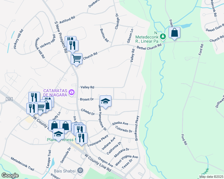 map of restaurants, bars, coffee shops, grocery stores, and more near 17 Waltham Way in Jackson Township