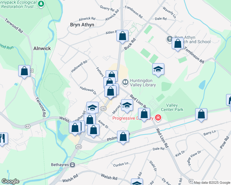 map of restaurants, bars, coffee shops, grocery stores, and more near in Montgomery County