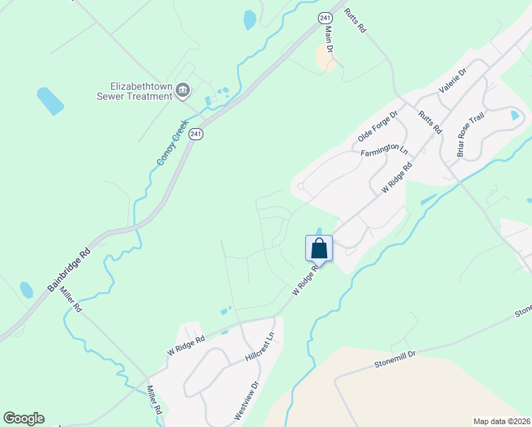 map of restaurants, bars, coffee shops, grocery stores, and more near 123 Farmington Lane in Elizabethtown