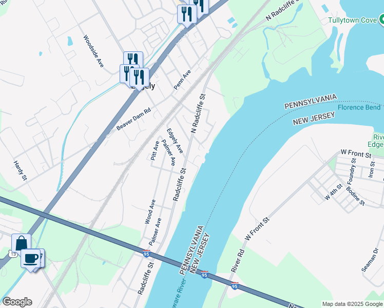map of restaurants, bars, coffee shops, grocery stores, and more near 7112 North Radcliffe Street in Bristol