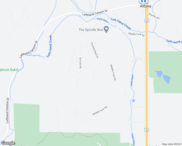 map of restaurants, bars, coffee shops, grocery stores, and more near 8373 Larkspur Road in Boulder