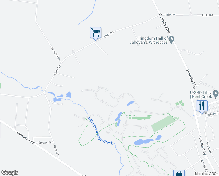 map of restaurants, bars, coffee shops, grocery stores, and more near 740 Goose Neck Drive in Lititz