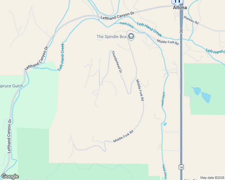 map of restaurants, bars, coffee shops, grocery stores, and more near 8373 Larkspur Road in Boulder