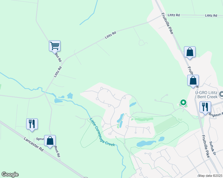 map of restaurants, bars, coffee shops, grocery stores, and more near 740 Goose Neck Drive in Lititz
