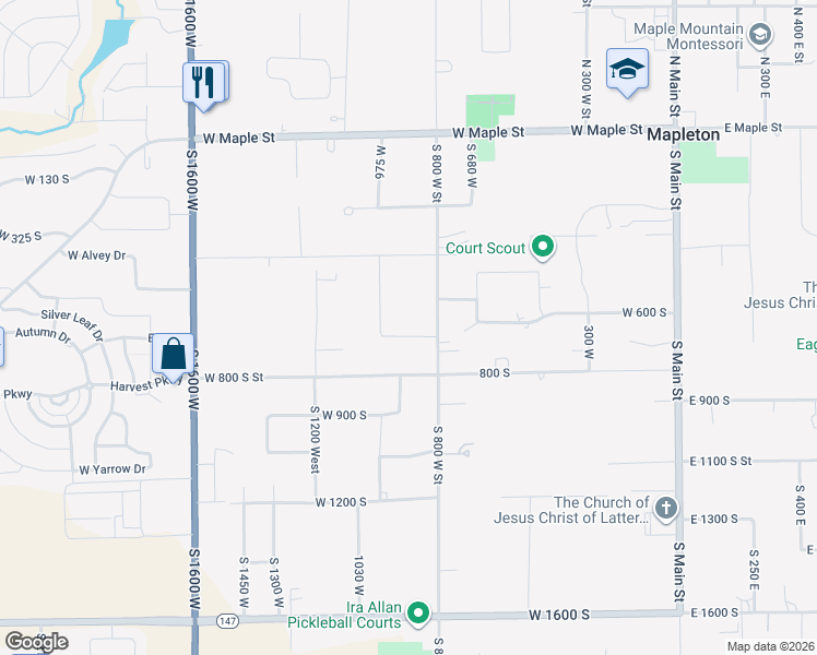 map of restaurants, bars, coffee shops, grocery stores, and more near 896 West 675 South in Mapleton