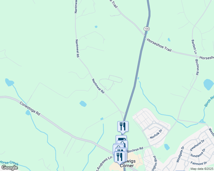 map of restaurants, bars, coffee shops, grocery stores, and more near 900 Selwyn Place in Glenmoore