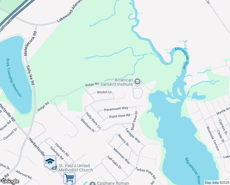 map of restaurants, bars, coffee shops, grocery stores, and more near 920 Ridge Road in Brick Township