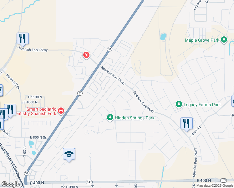 map of restaurants, bars, coffee shops, grocery stores, and more near in Spanish Fork