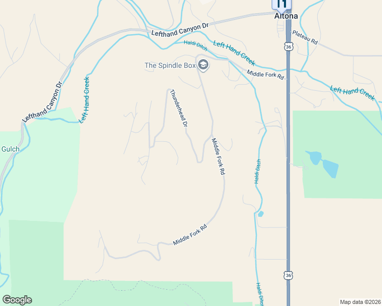 map of restaurants, bars, coffee shops, grocery stores, and more near 8353 Thunderhead Drive in Boulder