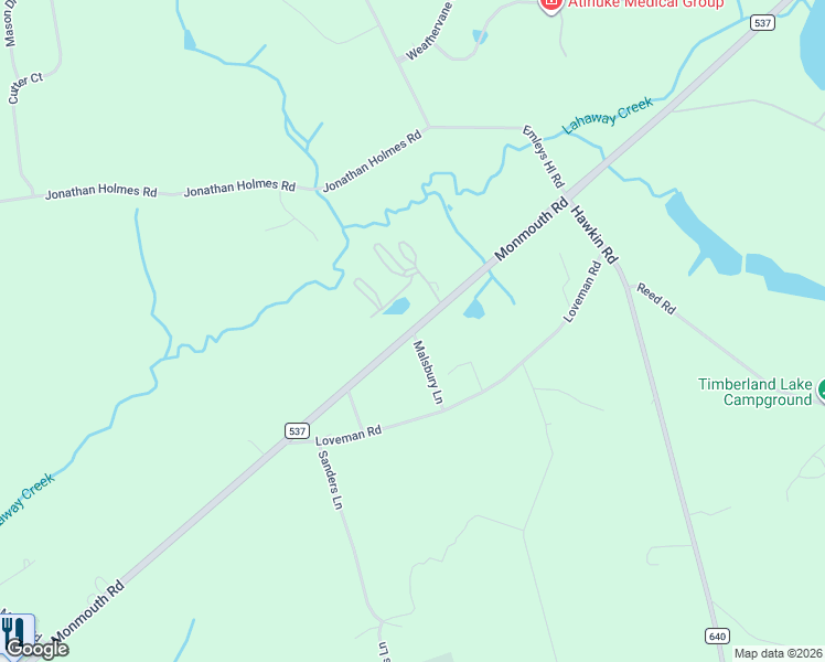 map of restaurants, bars, coffee shops, grocery stores, and more near 723 Monmouth Road in Plumsted