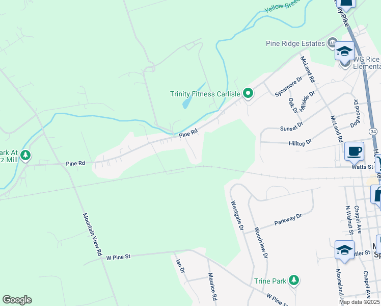 map of restaurants, bars, coffee shops, grocery stores, and more near 11 Midland Drive in Mount Holly Springs