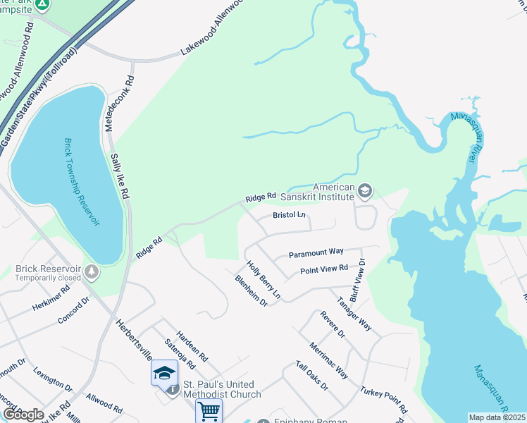 map of restaurants, bars, coffee shops, grocery stores, and more near 804 Bristol Lane in Brick Township