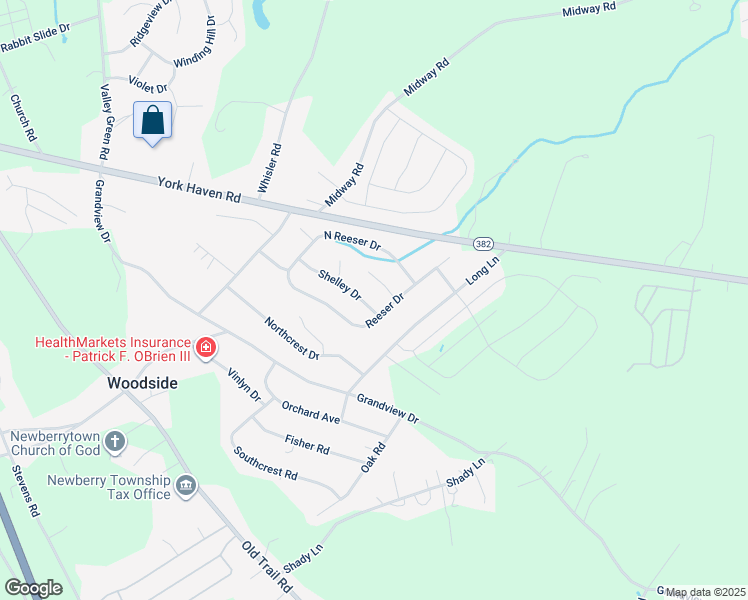 map of restaurants, bars, coffee shops, grocery stores, and more near 5 Shelley Drive in York Haven