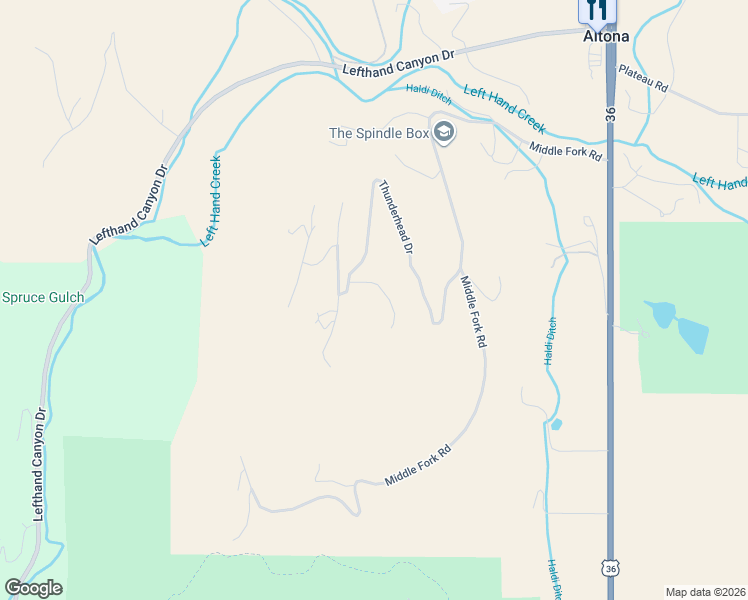 map of restaurants, bars, coffee shops, grocery stores, and more near 8373 Larkspur Road in Boulder