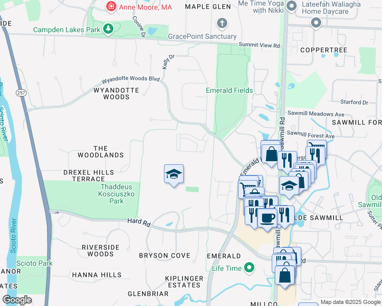 map of restaurants, bars, coffee shops, grocery stores, and more near 4097 Blackthorn Lane in Dublin