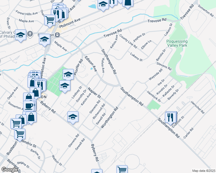 map of restaurants, bars, coffee shops, grocery stores, and more near 1040 Edison Avenue in Philadelphia