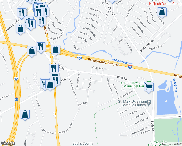 map of restaurants, bars, coffee shops, grocery stores, and more near 3002 Bath Road in Bristol