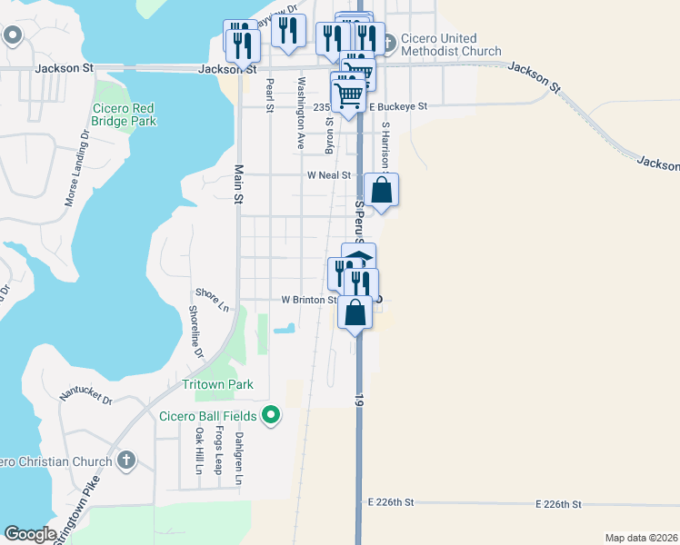 map of restaurants, bars, coffee shops, grocery stores, and more near 69 Dean St in Cicero