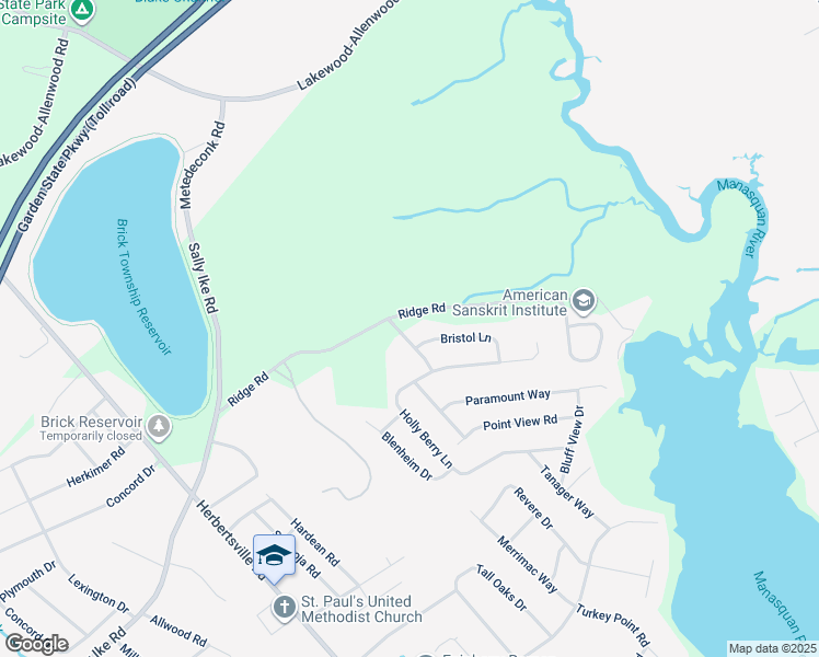 map of restaurants, bars, coffee shops, grocery stores, and more near 804 Bristol Lane in Brick Township