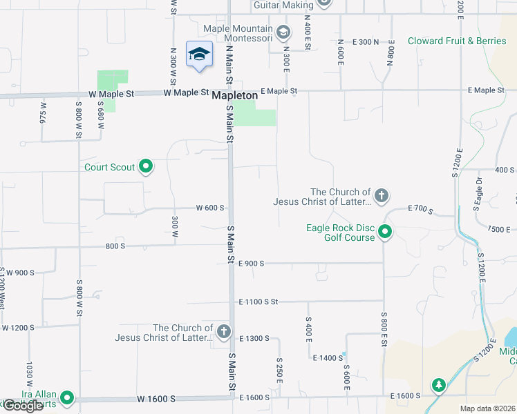 map of restaurants, bars, coffee shops, grocery stores, and more near 611 South Main Street in Mapleton
