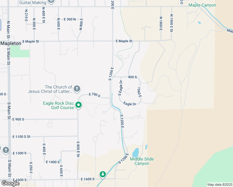 map of restaurants, bars, coffee shops, grocery stores, and more near 578 South Eagle Drive in Mapleton