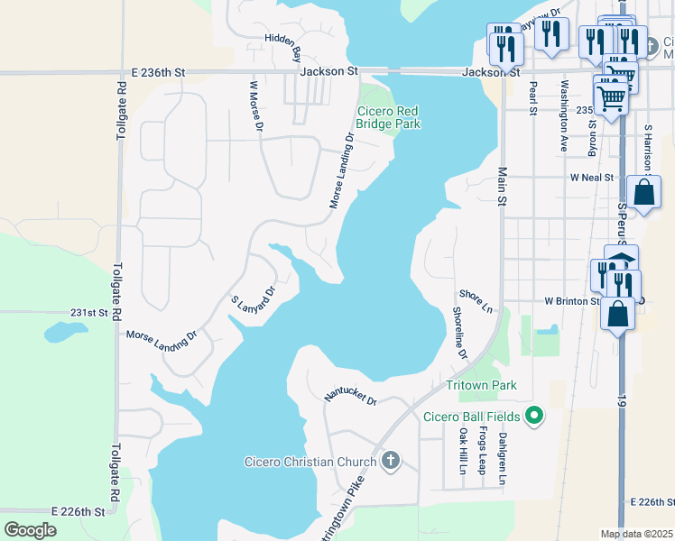 map of restaurants, bars, coffee shops, grocery stores, and more near 721 Pleasant Point Circle in Cicero