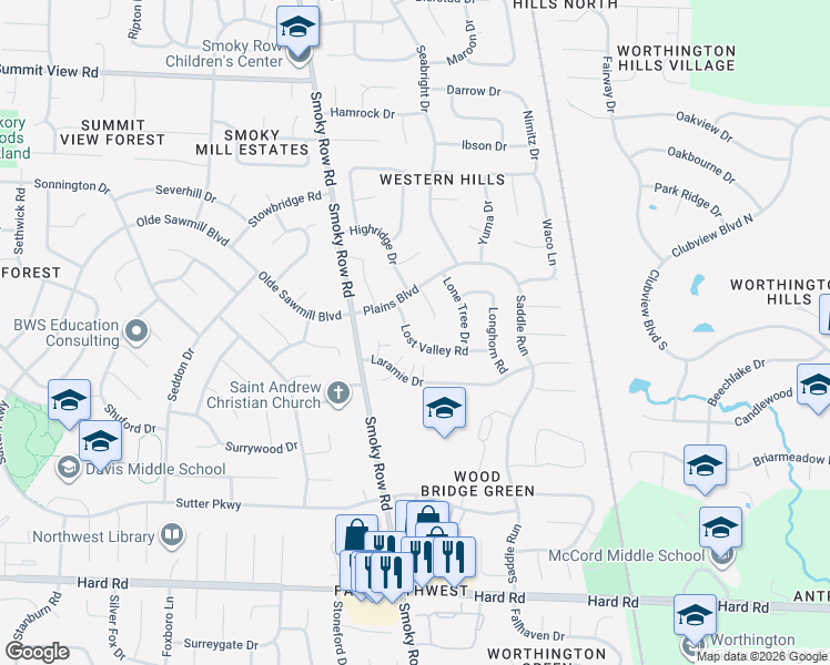 map of restaurants, bars, coffee shops, grocery stores, and more near 1910 Lost Valley Road in Powell