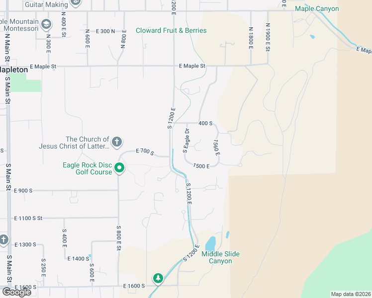 map of restaurants, bars, coffee shops, grocery stores, and more near 578 South Eagle Drive in Mapleton