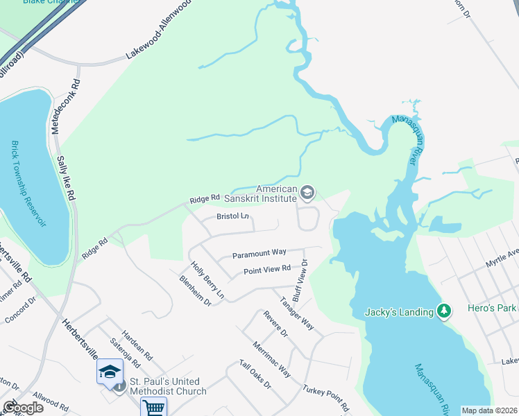 map of restaurants, bars, coffee shops, grocery stores, and more near 920 Ridge Road in Brick Township