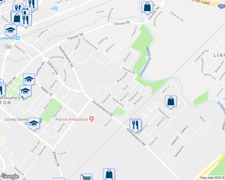 map of restaurants, bars, coffee shops, grocery stores, and more near 1231 Herschel Road in Philadelphia