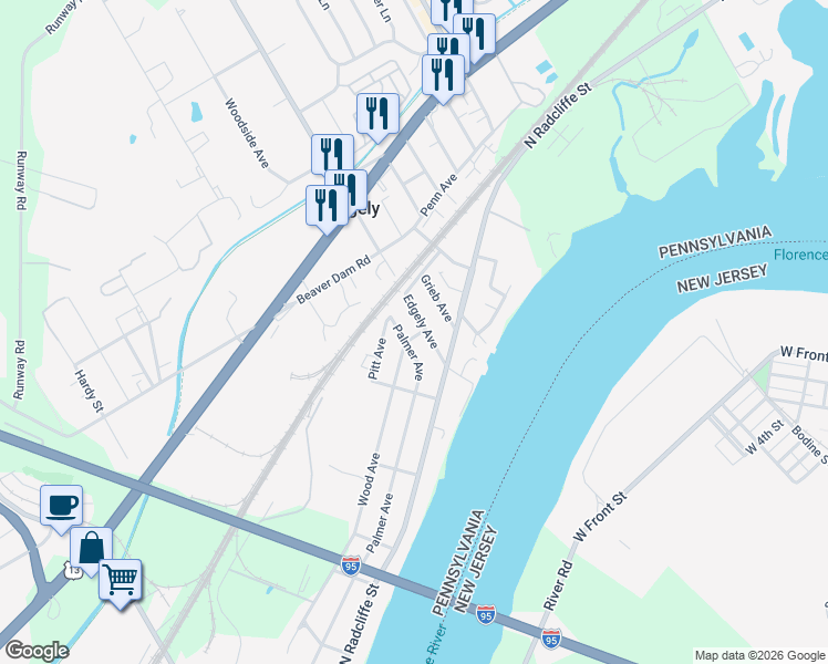 map of restaurants, bars, coffee shops, grocery stores, and more near 1103 Edgely Road in Bristol