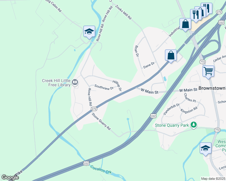 map of restaurants, bars, coffee shops, grocery stores, and more near 308 Southview Dr in Ephrata