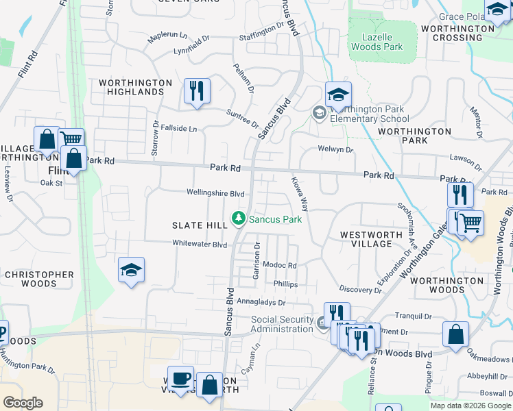 map of restaurants, bars, coffee shops, grocery stores, and more near 867 Upholland Lane in Columbus