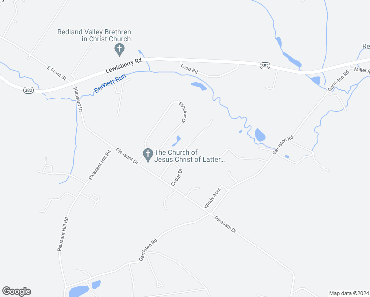 map of restaurants, bars, coffee shops, grocery stores, and more near Redstone Drive in York County
