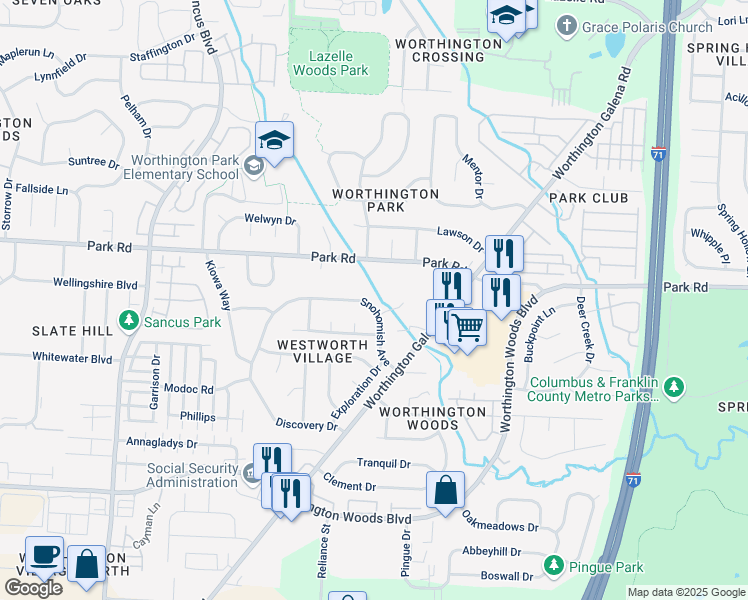 map of restaurants, bars, coffee shops, grocery stores, and more near 1208 Snohomish Avenue in Worthington