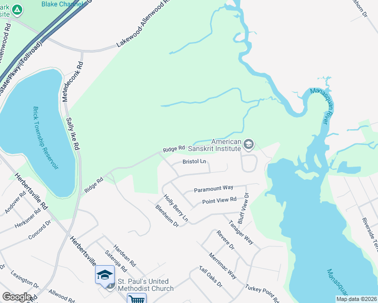 map of restaurants, bars, coffee shops, grocery stores, and more near 810 Bristol Lane in Brick Township