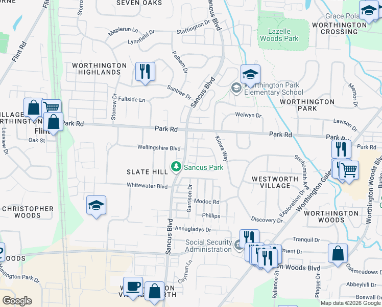 map of restaurants, bars, coffee shops, grocery stores, and more near 867 Upholland Lane in Columbus