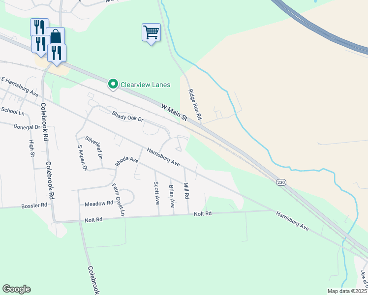 map of restaurants, bars, coffee shops, grocery stores, and more near 40 Covington Court in Mount Joy