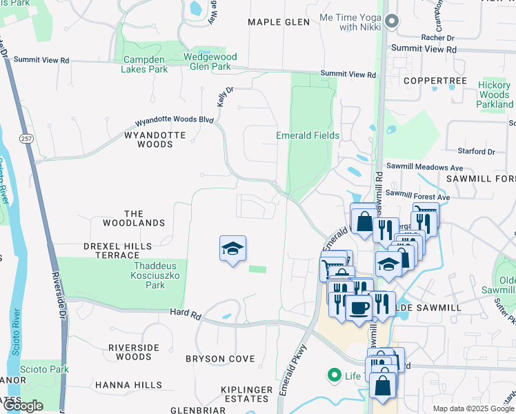 map of restaurants, bars, coffee shops, grocery stores, and more near 4097 Blackthorn Lane in Dublin