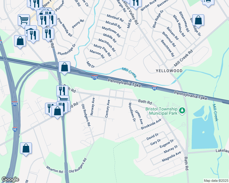 map of restaurants, bars, coffee shops, grocery stores, and more near 2909 Crest Ave in Bristol