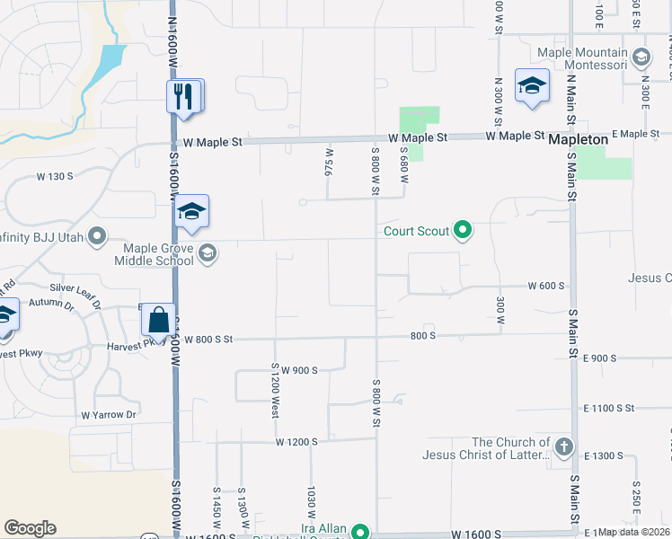 map of restaurants, bars, coffee shops, grocery stores, and more near 525 South 975 West in Mapleton