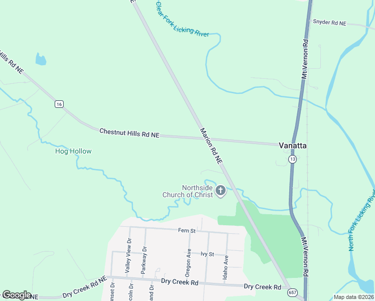 map of restaurants, bars, coffee shops, grocery stores, and more near 5400 Chestnut Hills Road Northeast in Newark