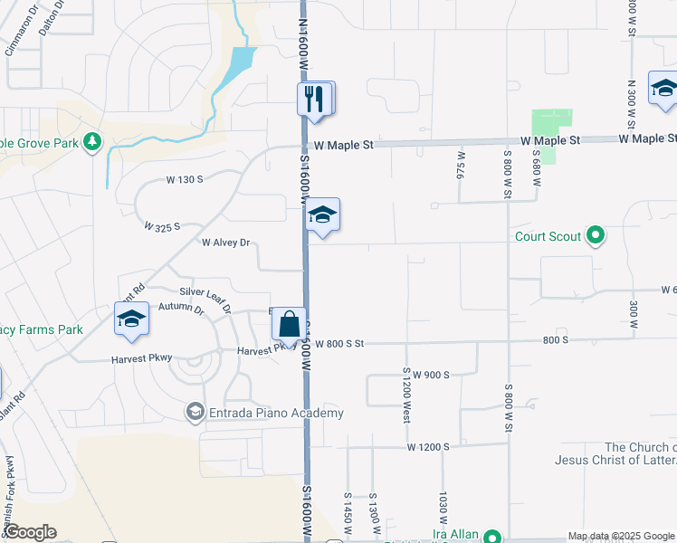 map of restaurants, bars, coffee shops, grocery stores, and more near 1587 West 400 South in Mapleton