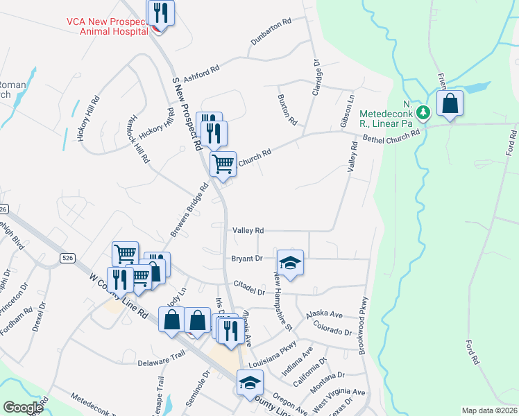 map of restaurants, bars, coffee shops, grocery stores, and more near 27 Valley Road in Jackson Township