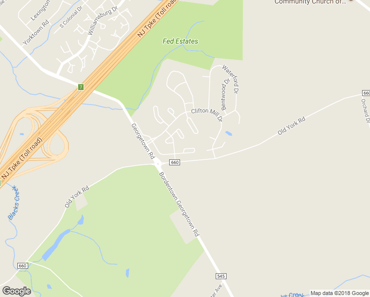 map of restaurants, bars, coffee shops, grocery stores, and more near 24 Andover Court in Bordentown