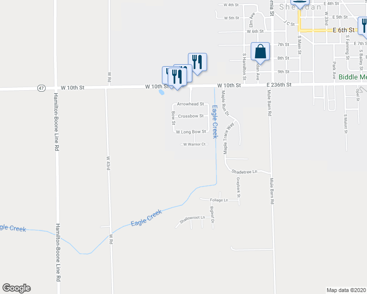 map of restaurants, bars, coffee shops, grocery stores, and more near 424 West Warrior Court in Sheridan